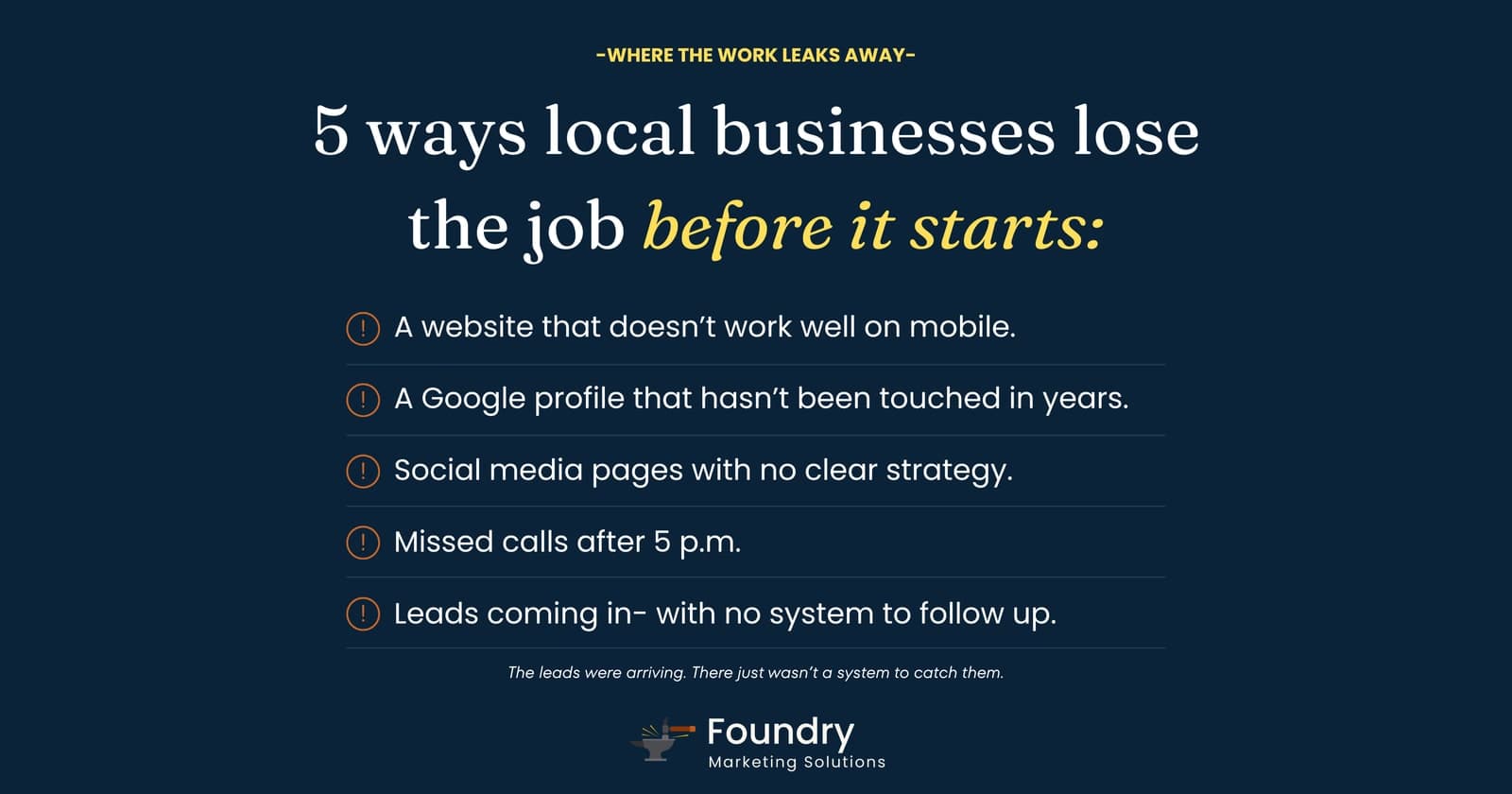 Where the work leaks away — common lead-loss points for local businesses